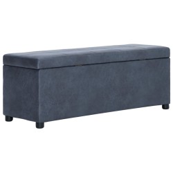 vidaXL Banco con espacio de almacenaje 116 cm piel ante sintética gris