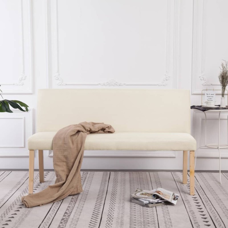 vidaXL Banco de poliéster 139,5 cm color crema vidaXL Banco de poliéster 139,5 cm color crema