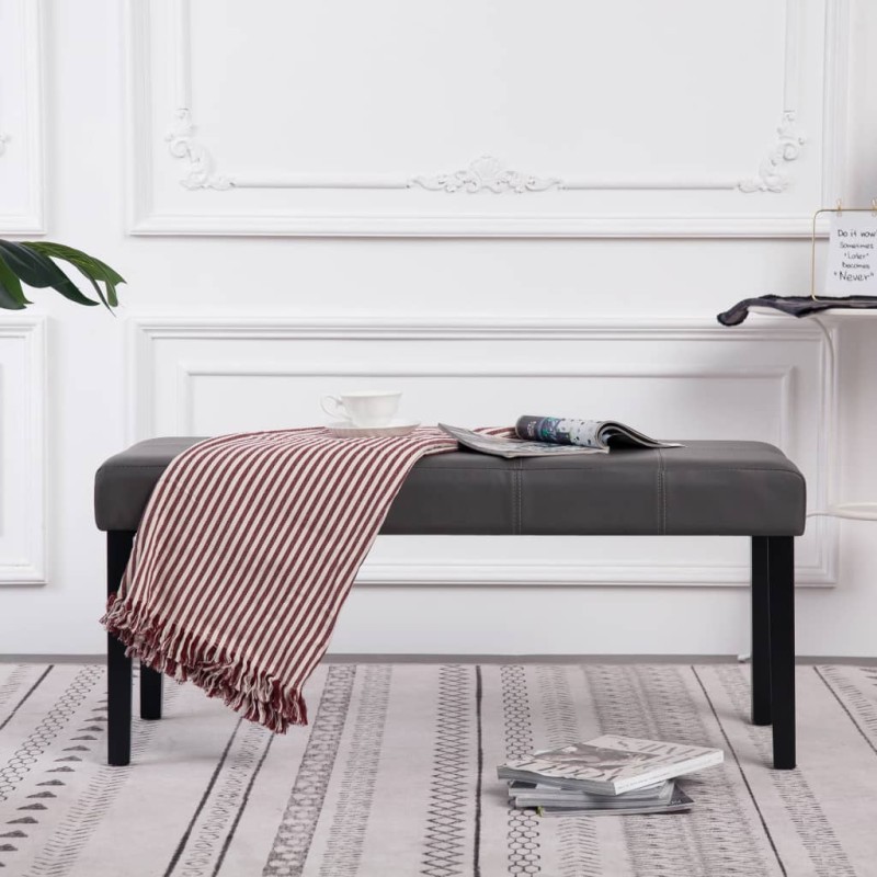 vidaXL Banco de cuero sintético 106 cm gris vidaXL Banco de cuero sintético 106 cm gris