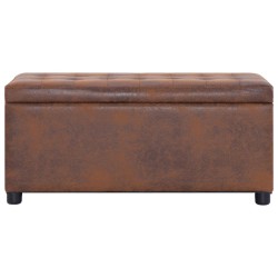 vidaXL Otomana de almacenaje de piel de ante sintética marrón 87,5 cm