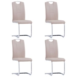 vidaXL Sillas de comedor voladizas 4 uds cuero sintético capuchino