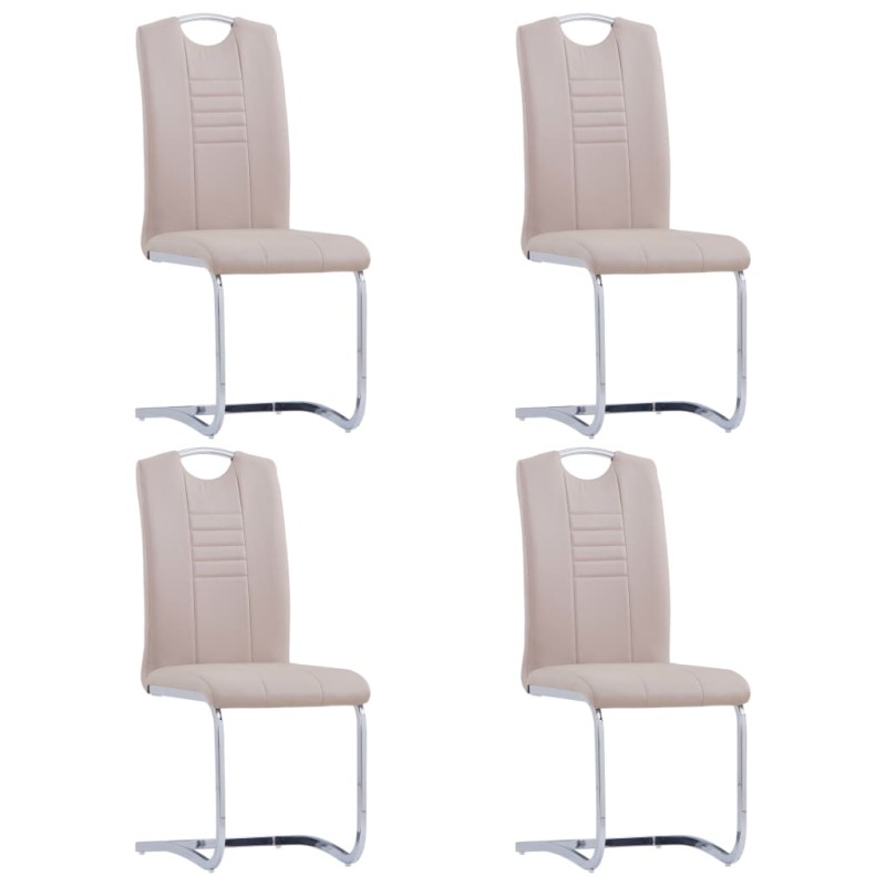 vidaXL Sillas de comedor voladizas 4 uds cuero sintético capuchino vidaXL Sillas de comedor voladizas 4 uds cuero sintético capuchino