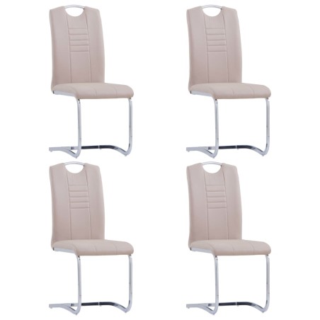 vidaXL Sillas de comedor voladizas 4 uds cuero sintético capuchino