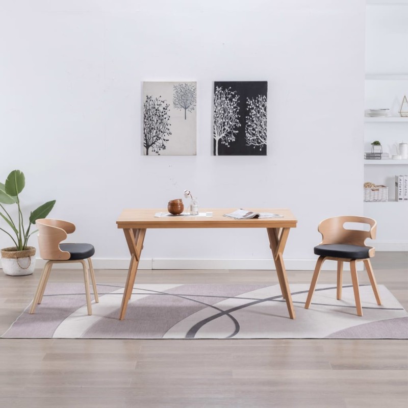 vidaXL Sillas de comedor 2 uds madera curvada y cuero sintético negro vidaXL Sillas de comedor 2 uds madera curvada y cuero sintético negro
