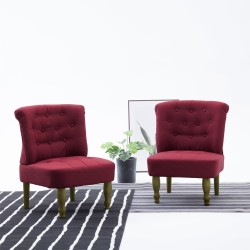 vidaXL Sillones franceses 2 unidades de tela color vino tinto