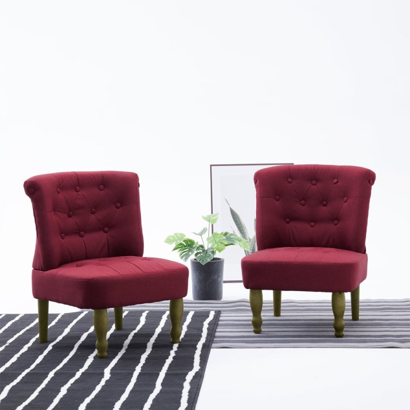 vidaXL Sillones franceses 2 unidades de tela color vino tinto vidaXL Sillones franceses 2 unidades de tela color vino tinto