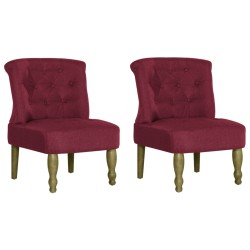 vidaXL Sillones franceses 2 unidades de tela color vino tinto
