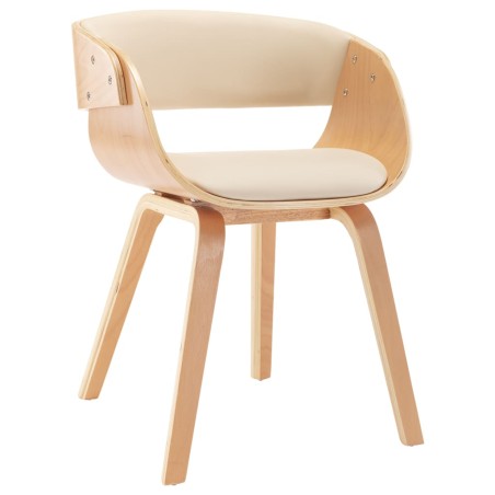 vidaXL Silla de comedor madera curvada y cuero sintético crema