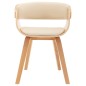 vidaXL Silla de comedor madera curvada y cuero sintético crema
