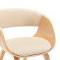 vidaXL Silla de comedor madera curvada y cuero sintético crema