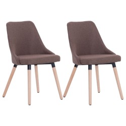 vidaXL Sillas de comedor giratorias 2 unidades tela marrón