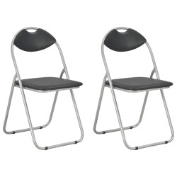 vidaXL Sillas de comedor plegables 2 unidades cuero sintético negro