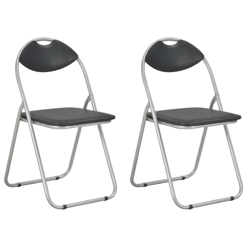 vidaXL Sillas de comedor plegables 2 unidades cuero sintético negro