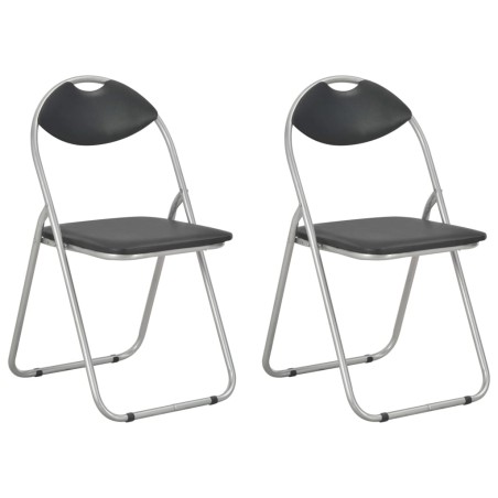 vidaXL Sillas de comedor plegables 2 unidades cuero sintético negro