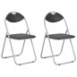 vidaXL Sillas de comedor plegables 2 unidades cuero sintético negro