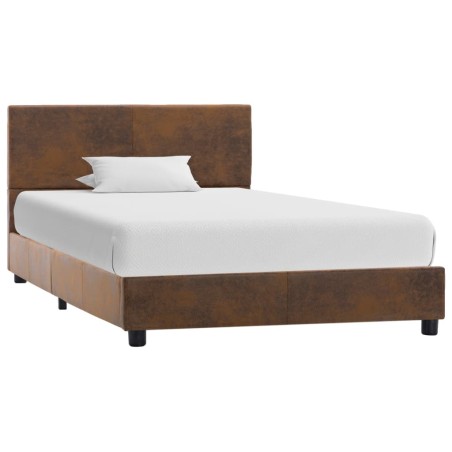 vidaXL Estructura de cama de piel de ante artificial marrón 100x200 cm