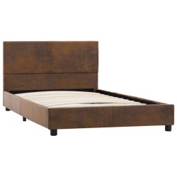 vidaXL Estructura de cama de piel de ante artificial marrón 100x200 cm