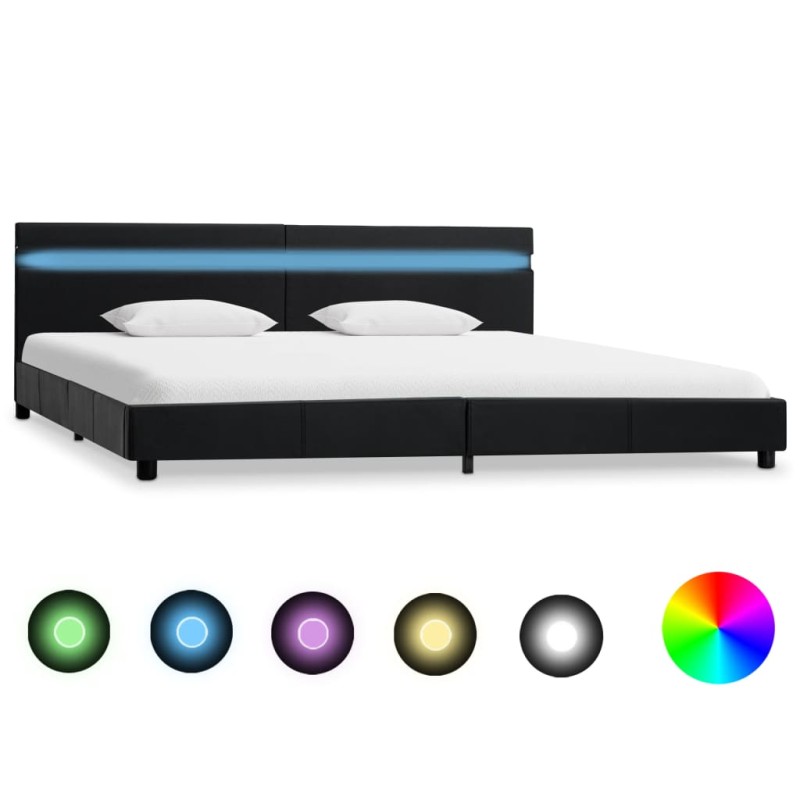 vidaXL Estructura de cama con LED cuero sintético negro 180x200 cm vidaXL Estructura de cama con LED cuero sintético negro 180x200 cm