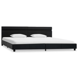 vidaXL Estructura de cama con LED cuero sintético negro 180x200 cm