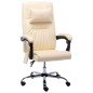 vidaXL Silla de oficina de masaje de cuero sintético crema vidaXL Silla de oficina de masaje de cuero sintético crema