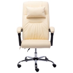 vidaXL Silla de oficina de masaje de cuero sintético crema