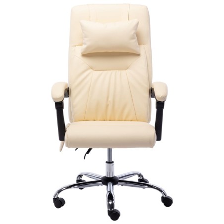 vidaXL Silla de oficina de masaje de cuero sintético crema