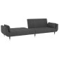 vidaXL Sofá cama de 2 plazas con dos almohadas terciopelo gris oscuro vidaXL Sofá cama de 2 plazas con dos almohadas terciopelo gris oscuro
