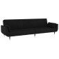 vidaXL Sofá cama de 2 plazas con dos almohadas terciopelo negro vidaXL Sofá cama de 2 plazas con dos almohadas terciopelo negro