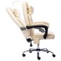 vidaXL Silla de oficina de masaje de cuero sintético crema vidaXL Silla de oficina de masaje de cuero sintético crema