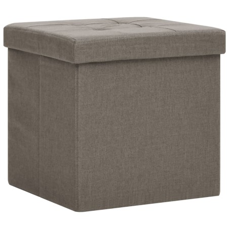 vidaXL Taburete con almacenaje plegable lino sintético gris taupe