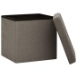 vidaXL Taburete con almacenaje plegable lino sintético gris taupe vidaXL Taburete con almacenaje plegable lino sintético gris taupe
