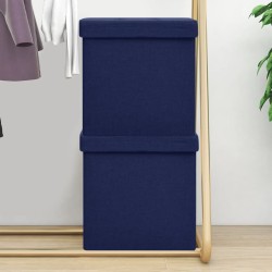 vidaXL Taburetes de almacenaje plegables 2 uds lino sintético azul