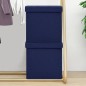 vidaXL Taburetes de almacenaje plegables 2 uds lino sintético azul vidaXL Taburetes de almacenaje plegables 2 uds lino sintético azul