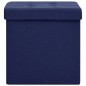 vidaXL Taburetes de almacenaje plegables 2 uds lino sintético azul vidaXL Taburetes de almacenaje plegables 2 uds lino sintético azul