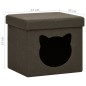 vidaXL Taburete plegable almacenaje estampado gatos tela marrón oscuro vidaXL Taburete plegable almacenaje estampado gatos tela marrón oscuro
