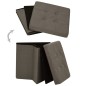vidaXL Taburetes de almacenaje plegables 2 uds lino sintético marrón vidaXL Taburetes de almacenaje plegables 2 uds lino sintético marrón