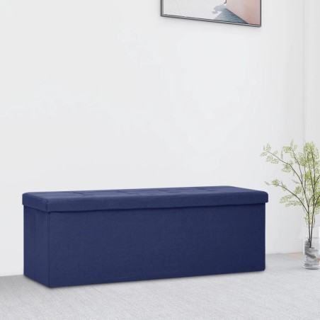vidaXL Banco de almacenamiento plegable lino sintético azul