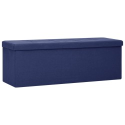 vidaXL Banco de almacenamiento plegable lino sintético azul