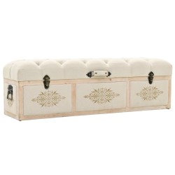 vidaXL Banco de almacenaje madera maciza de abeto y tela 110 cm
