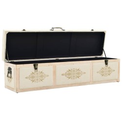 vidaXL Banco de almacenaje madera maciza de abeto y tela 110 cm