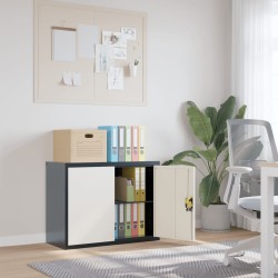 vidaXL Armario archivador de acero gris antracita y blanco 90x40x70 cm
