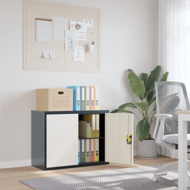 vidaXL Armario archivador de acero gris antracita y blanco 90x40x70 cm vidaXL Armario archivador de acero gris antracita y blanco 90x40x70 cm