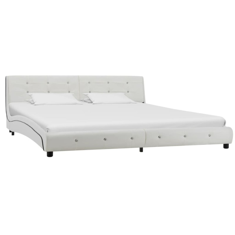 vidaXL Estructura de cama de cuero sintético blanco 180x200 cm vidaXL Estructura de cama de cuero sintético blanco 180x200 cm