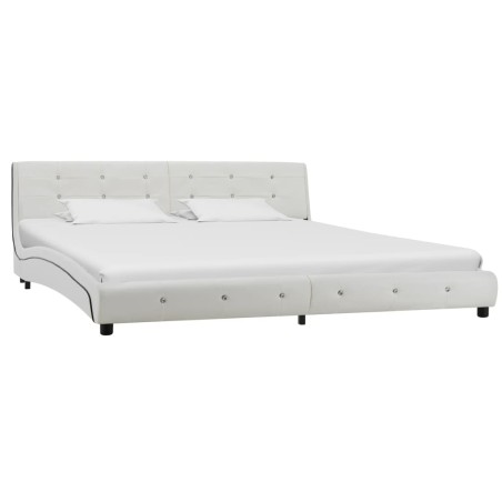 vidaXL Estructura de cama de cuero sintético blanco 180x200 cm