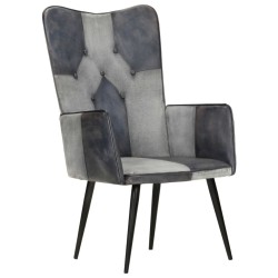 vidaXL Sillón orejero de cuero auténtico gris canela