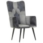 vidaXL Sillón orejero de cuero auténtico gris canela vidaXL Sillón orejero de cuero auténtico gris canela
