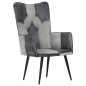 vidaXL Sillón orejero de cuero auténtico gris canela vidaXL Sillón orejero de cuero auténtico gris canela
