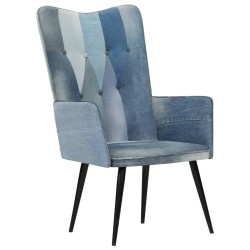 vidaXL Sillón orejero de tela vaquera patchwork