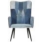 vidaXL Sillón orejero de tela vaquera patchwork vidaXL Sillón orejero de tela vaquera patchwork