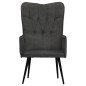 vidaXL Sillón orejero de cuero auténtico negro canela vidaXL Sillón orejero de cuero auténtico negro canela